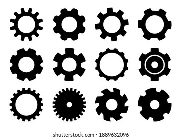 Gear mechanism collection. Settings icon set. Cogwheel. Vector elements for design.