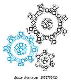 Gear Mechanism composition of vector gears. Vector gear parts are united into gear mechanism figure.
