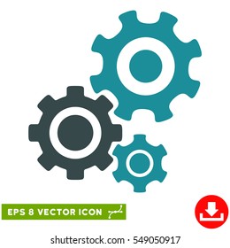 Gear Mechanism EPS vector icon. Illustration style is flat iconic bicolor soft blue symbol on white background.
