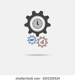 Gear mechanism with icon inside. Vector illustration style.