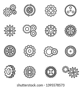 gear mechanism icon set with white background. thin line style stock vector. 