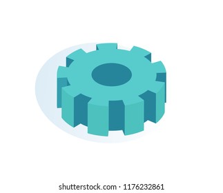 Gear mechanism isolated icon vector. Wheel cogwheel used in machinery, working process detail. Object made of metal, rounded shaped technical item
