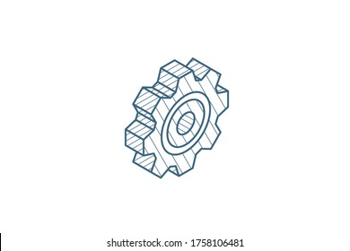 gear, mechanism isometric icon. 3d vector illustration. Isolated line art technical drawing. Editable stroke