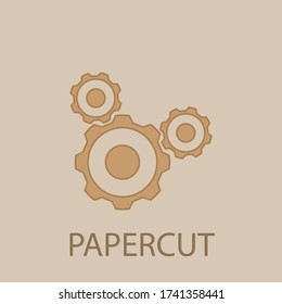 Gear mechanism papercut icon. Simple glyph, flat vector of web icons for ui and ux, website or mobile application