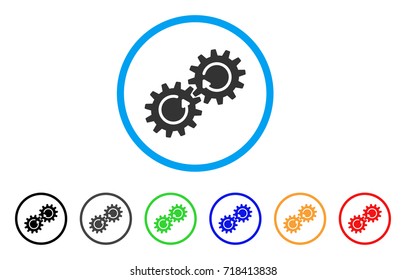 Gear Mechanism Rotation rounded icon. Style is a flat gear mechanism rotation grey symbol inside light blue circle with black, gray, green, blue, red, orange variants. - Powered by Shutterstock - Get 15% off with code: PIKWIZARD15