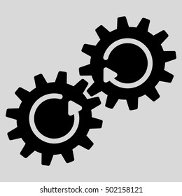 Gear Mechanism Rotation vector icon. Style is flat graphic symbol, black color, light gray background.