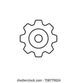 engranaje, icono de la línea delgada del mecanismo. Ilustración vectorial lineal. Pictograma aislado sobre fondo blanco