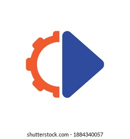 Gear Media Logo. Abstract Vector Gear Media Technology Icon.