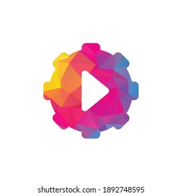 Gear Media Logo. Abstract Vector Gear Media Technology Icon.