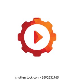 Gear Media Logo. Abstract Vector Gear Media Technology Icon.