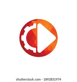 Gear Media Logo. Abstract Vector Gear Media Technology Icon.