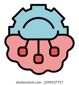 Gear mental icon outline vector. Skill head. Brain emotion color flat