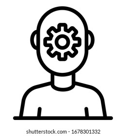 Icono de habilidad para la vida mental. Icono del vector de habilidad de vida de la mente de los engranajes de esquema para el diseño web aislado en fondo blanco