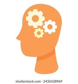 Vector de dibujos animados de icono de pensamiento mental de engranaje. Una estrategia genial. Iniciar proceso izquierdo