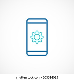 Gear in the mobile phone. Vector illustration. 