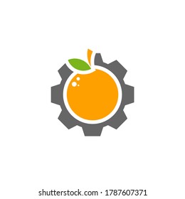 Gear with Modern fresh orange logo vector illustration, Fresh Orange Slice Logo Design Template