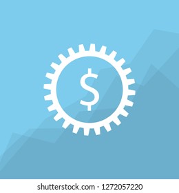 Gear money icon with graph on background for business concept