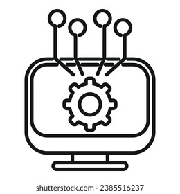 Gear monitor realization icon outline vector. Vision of business. Data work