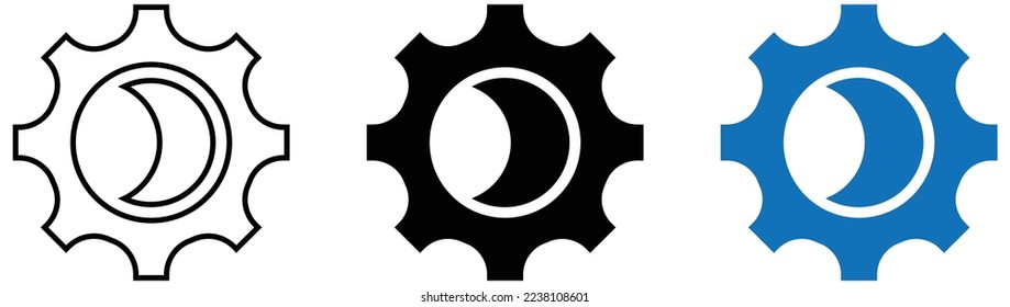 gear with moon icon. style symbol, vector illustration	

