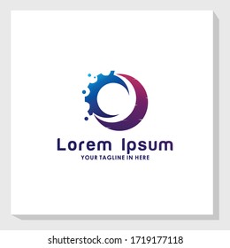 gear and moon logo design template