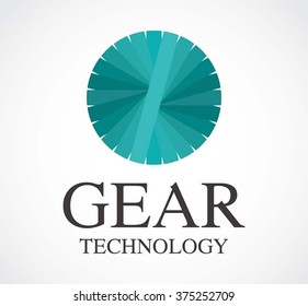 Gear motion of technology circle abstract vector and logo design or template glossy mechanical business icon of company identity symbol concept