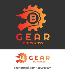 gear motocross initial Letter B Logo design
