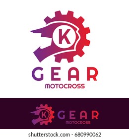 gear motocross initial Letter K Logo design