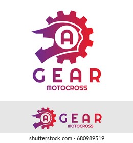gear motocross initial Letter A Logo design