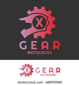 gear motocross initial Letter X Logo design
