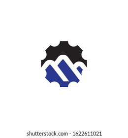 Gear mountain logo template icon design