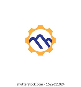 Gear mountain logo template icon design