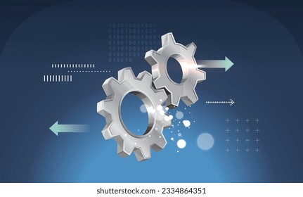 Gear in Movement - Technology to Drive Growth - Stock Illustration as EPS 10 File