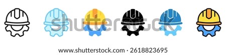 Gear multi style, mini illustration icon. use for modern concept, print, UI, UX kit, web and app development. Vector EPS 10, related to labor day, industry, worker.