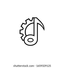 Gear and music symbols, music icons, logo illustrations