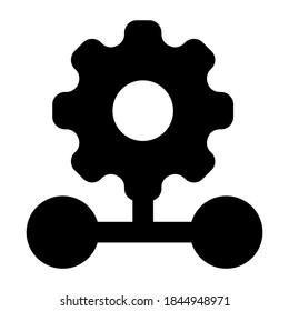 Gear with network nodes, network configuration in filled style 