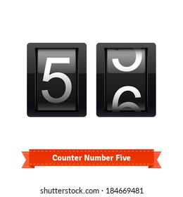 Gear number counter template for number five. Highly editable EPS10 interface elements.