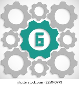 Gear with number six in the mechanism