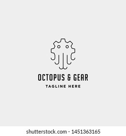 gear octopus logo vector sea industry line icon sign symbol isolated