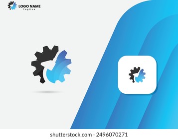 Gear oil business logo design template. Fule gear logo design. Fuel nozzle vector with gear. Machine oil and gas. Business. Engine fuel.