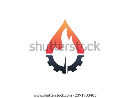  Gear, oil and flame gradient color logo design template, oil gas company,