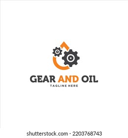 Imagen vectorial de diseño con logotipo de engranajes y aceite