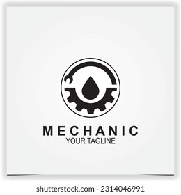 Gear oil and wrench mechanic logo premium elegant template vector eps 10