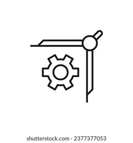 Zahnrad auf kompassem Isolated Line Symbol. Ideal für Webseiten, Apps, UI, Internet, Shops, Läden. Einfaches Bild in schwarz-dünner Linie