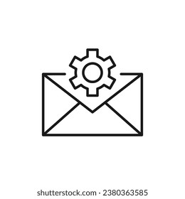 Icono de la línea aislada sobre el engranaje. Perfecto para sitios web, aplicaciones, interfaz de usuario, internet, tiendas, tiendas. Imagen simple dibujada con línea delgada negra
