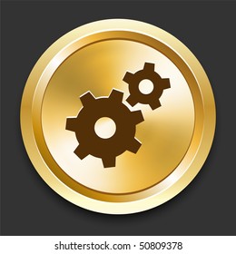 Engranaje en botón Dorado de Internet Ilustración original