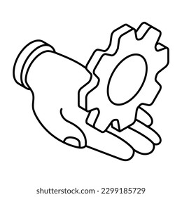 Gear on hand, icon of support 