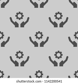 gear on hand icon vector, can be used for web and mobile design seamless pattern