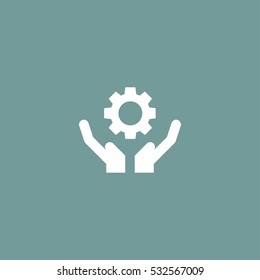 gear on hand icon vector, can be used for web and mobile design