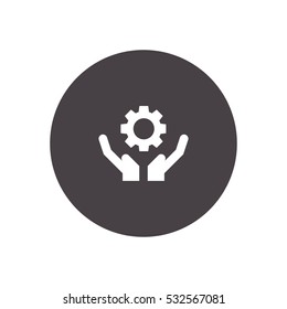 gear on hand icon vector, can be used for web and mobile design