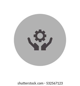 gear on hand icon vector, can be used for web and mobile design